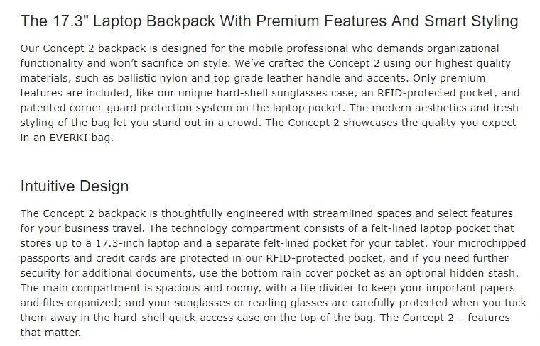 EVERKI Concept 2 Laptop Backpack upto 17.3" EKP133B - LX2001 - Homewares, Outdoor, Phone Accessories, Cases, Speakers, Headphones + More -