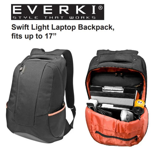EVERKI Swift Laptop Backpack upto 17" EKP116NBK - LX2001 - Homewares, Outdoor, Phone Accessories, Cases, Speakers, Headphones + More -
