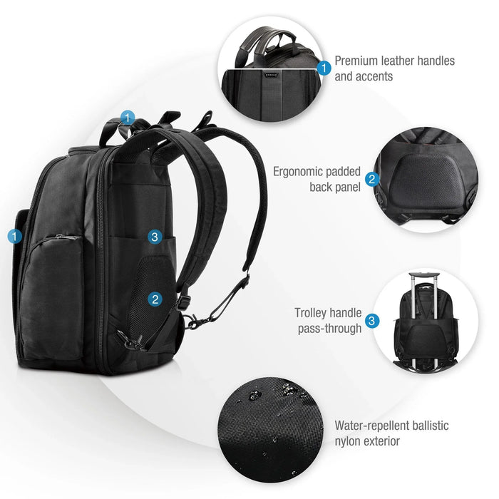 EVERKI Versa 2 Premium Travel Friendly 15' Laptop Backpack - Black EKP127B - LX2001 - Homewares, Outdoor, Phone Accessories, Cases, Speakers, Headphones + More -