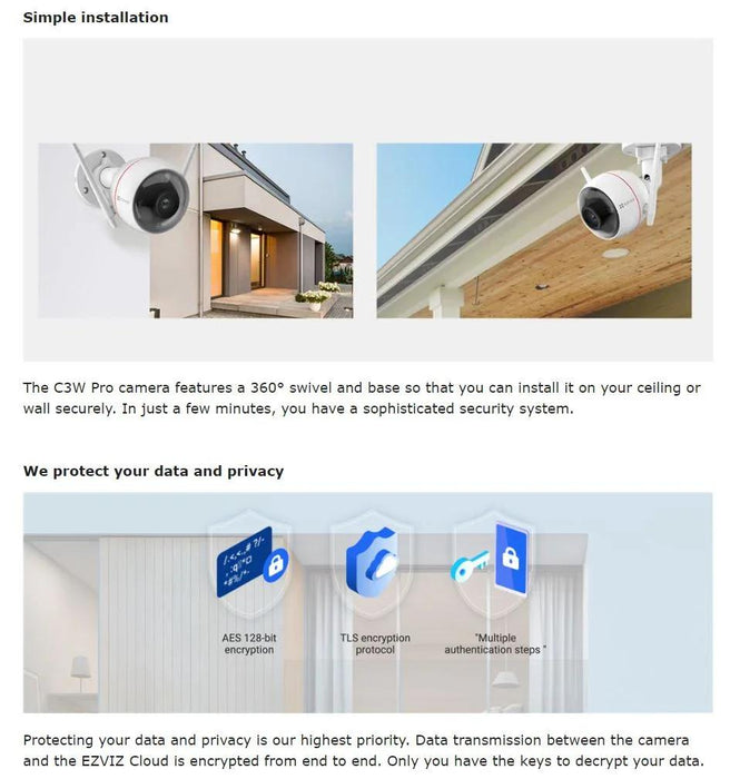EZVIZ C3W PRO 2MP Outdoor WiFi Smart Home Camera with Colour Night Vision. 2.8mm - LX2001 - Homewares, Outdoor, Phone Accessories, Cases, Speakers, Headphones + More -