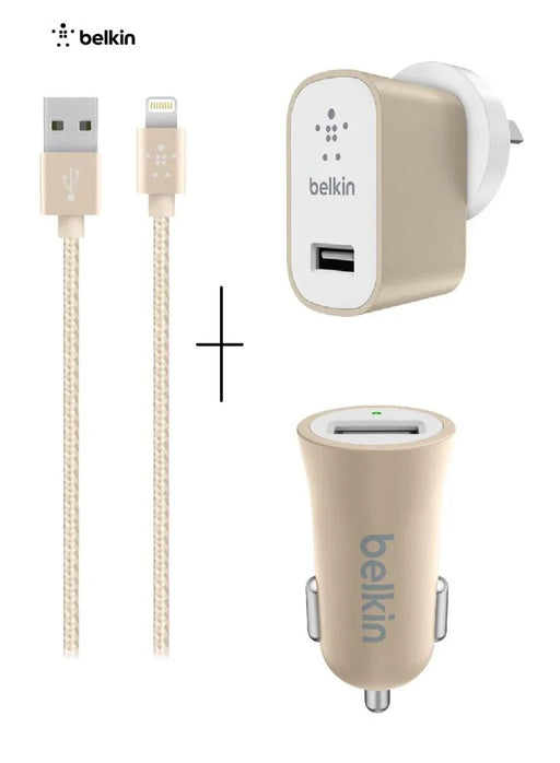 Belkin Metallic GOLD Lightning Charger Combo - LX2001 - Homewares, Outdoor, Phone Accessories, Cases, Speakers, Headphones + More -