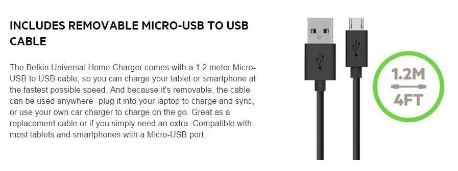 Belkin Wall Charger w Micro USB PC Cable Lightning - LX2001 - Homewares, Outdoor, Phone Accessories, Cases, Speakers, Headphones + More -