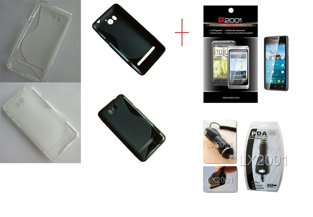 Huawei Ascend G600 Gel Case Car Charger Screen Protector