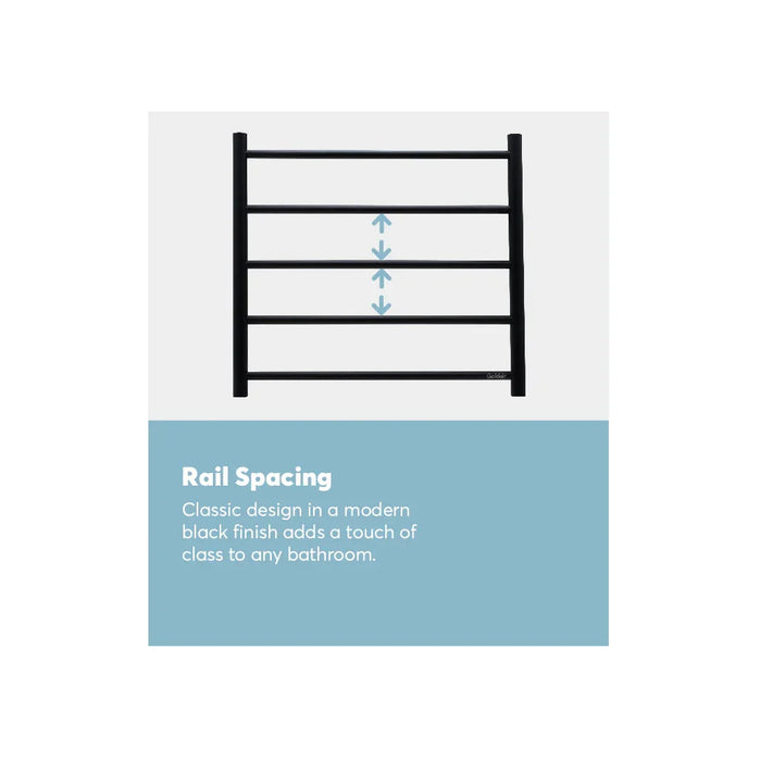 Goldair Straight Round Towel Rail Warmer 5 Bar Black — LX2001