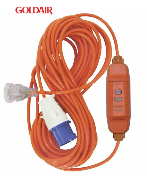 Goldair RCD Power Cord With Camping Plug 15m Orange - LX2001 - Homewares, Outdoor, Phone Accessories, Cases, Speakers, Headphones + More -
