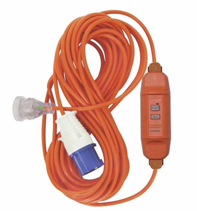 Goldair RCD Power Cord With Camping Plug 15m Orange - LX2001 - Homewares, Outdoor, Phone Accessories, Cases, Speakers, Headphones + More -