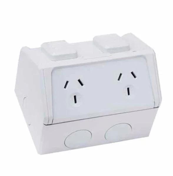 Goldair Weatherproof Double Power Point - White GPHW2 - LX2001 - Homewares, Outdoor, Phone Accessories, Cases, Speakers, Headphones + More -