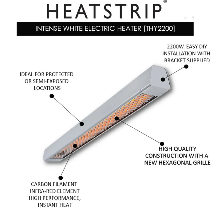 Heatstrip Heat Strip Infrared Intense Indoor Outdoor Heater 2200W - White - LX2001 - Homewares, Outdoor, Phone Accessories, Cases, Speakers, Headphones + More -