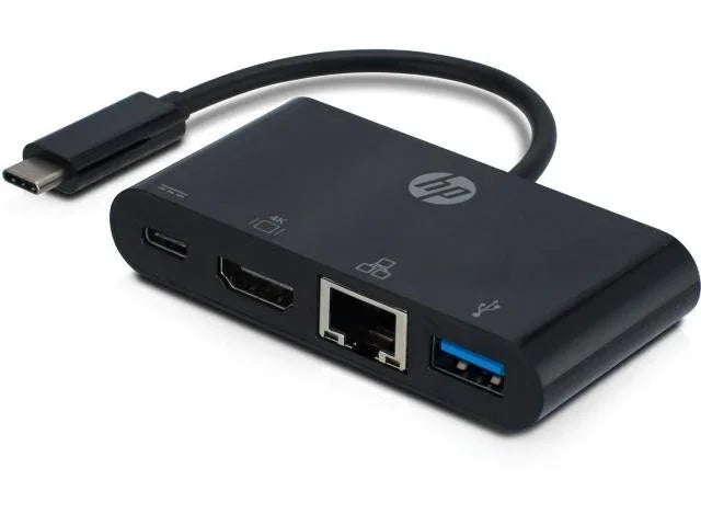 Hewlett Packard USB-C to HDMI / USB-C / USB A / LAN Ports Hub - Black HP-022 192018097759 - LX2001 - Homewares, Outdoor, Phone Accessories, Cases, Speakers, Headphones + More -
