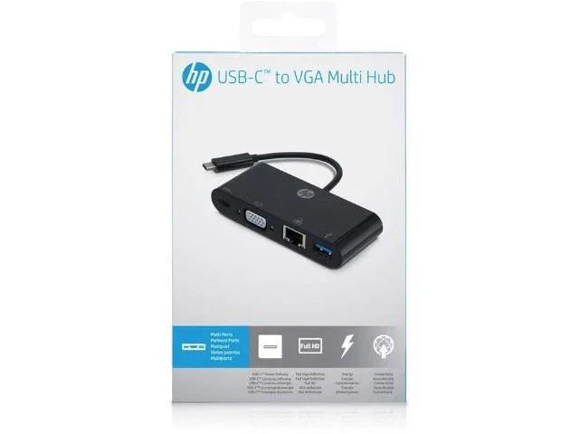 Hewlett Packard USB-C to VGA / USB-C / USB A / LAN Ports Hub - Black HP-023 192018097766 - LX2001 - Homewares, Outdoor, Phone Accessories, Cases, Speakers, Headphones + More -