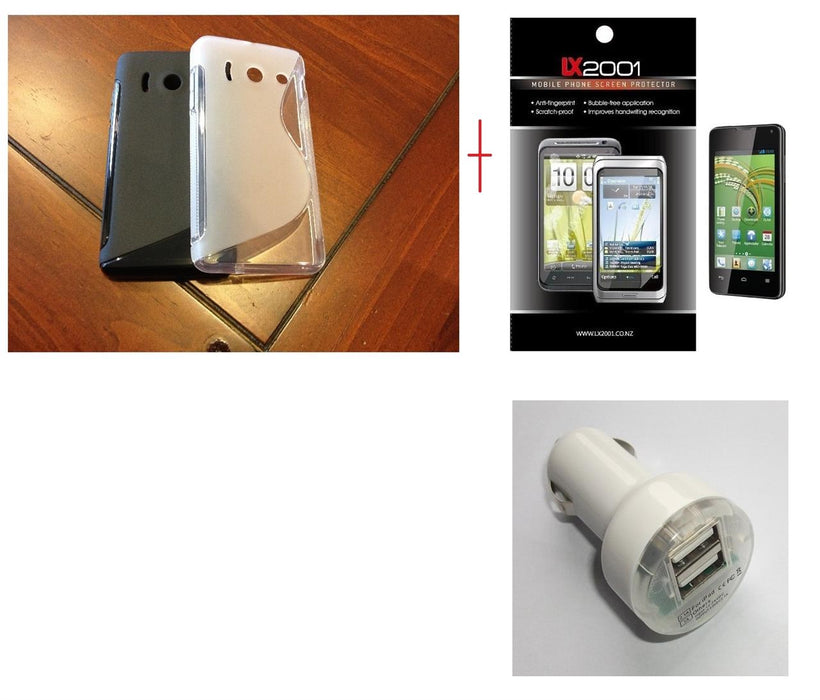 Huawei Ascend Y300 Gel Case Dual USB Car Charger