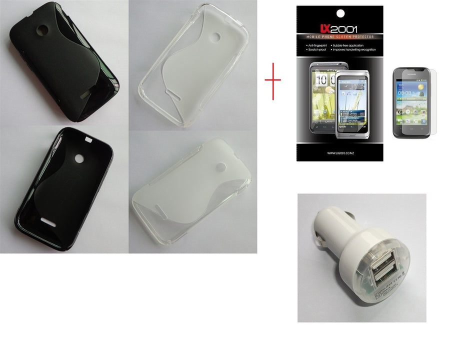 Huawei Ascend Y210 Gel Case Dual USB Car Charger