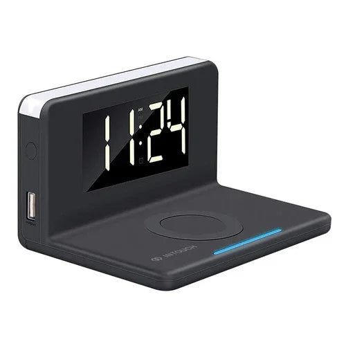 In Touch Alarm Clock with Qi Wireless Charger - Black IT-WCC3038-BK 6009707685910 - LX2001 - Homewares, Outdoor, Phone Accessories, Cases, Speakers, Headphones + More -