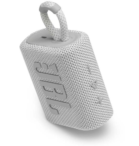 JBL GO 3 Portable Waterproof Bluetooth Speaker - White JBLGO3WHT