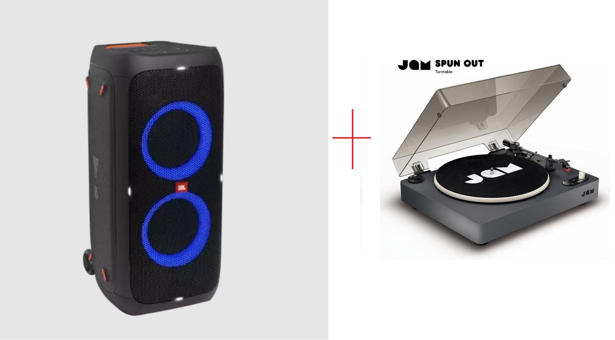 JBL PartyBox 310 Portable Bluetooth Speaker + Jam Spun Out Bluetooth Turntable