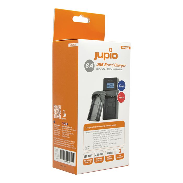 Jupio Panasonic Brand 7.4V - 8.4V USB Battery Charger LPA0038
