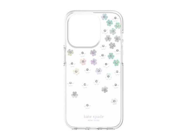 Kate Spade Apple iPhone 14 Pro 6.1" Protective Hardshell Case - Scattered Flowers & Iridescent