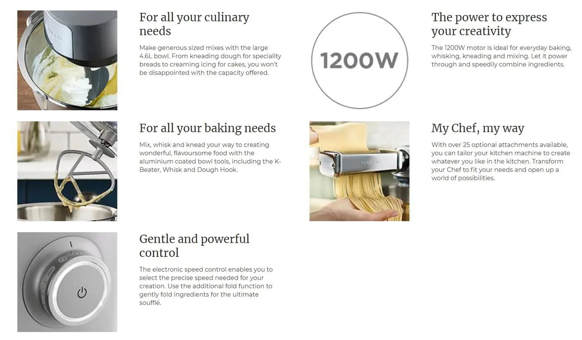 Kenwood Mixer Chef Sense Kitchen Machine Silver & White Stand Mixer KVC5100T 5011423193175 - LX2001 - Homewares, Outdoor, Phone Accessories, Cases, Speakers, Headphones + More -