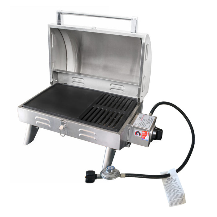 Kiwi Sizzler Gas BBQ Marine Grade Boating Boat Solid Top BBQ with Flame Guard