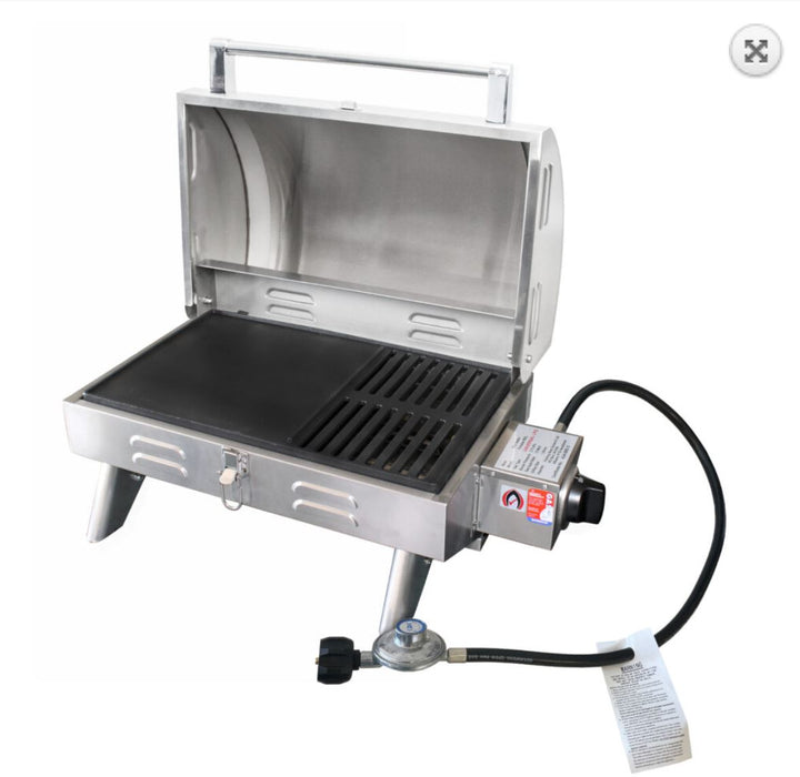 Kiwi Sizzler Gas BBQ Marine Grade Boating Boat Solid Top BBQ with Flame Guard