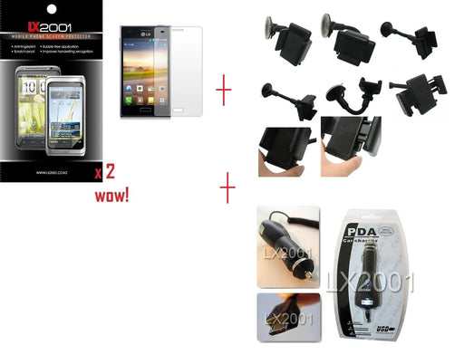 LG Optimus L5 Car Charger + Kit Holder + SP - LX2001 - Homewares, Outdoor, Phone Accessories, Cases, Speakers, Headphones + More -