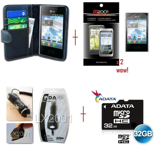 LG L3 E400 Leather Case 32GB MicroSD Charger - LX2001 - Homewares, Outdoor, Phone Accessories, Cases, Speakers, Headphones + More -