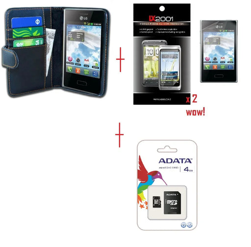 LG Optimus L3 E400 Leather Case + SP + 4GB MicroSD - LX2001 - Homewares, Outdoor, Phone Accessories, Cases, Speakers, Headphones + More -