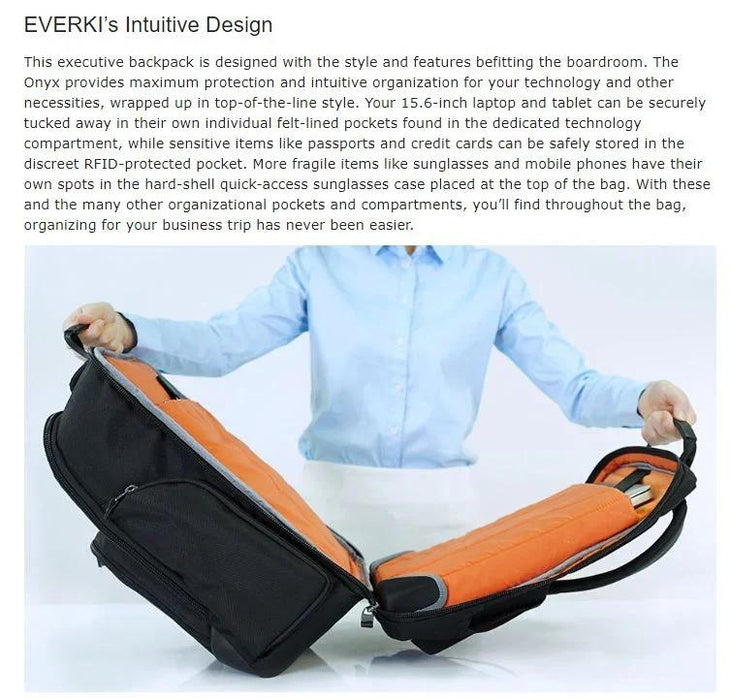 Laptop Backpak EVERKI 15.6" - Onyx Black EKP132 - LX2001 - Homewares, Outdoor, Phone Accessories, Cases, Speakers, Headphones + More -