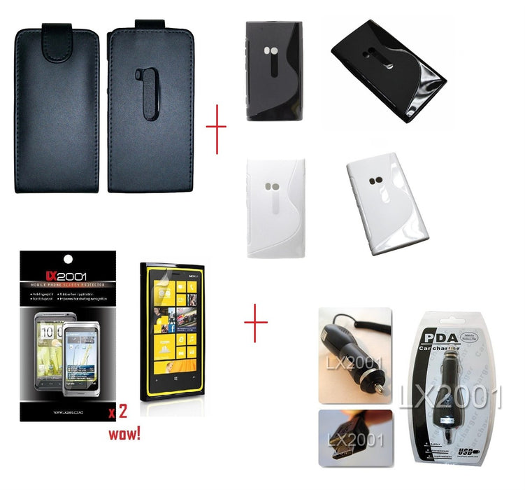 Nokia Lumia 920 Leather + Gel Case + Car Charger