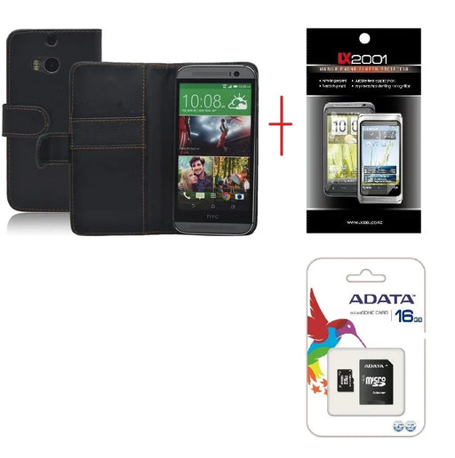 HTC ONE M8 Leather Case + SP + 16GB MicroSD Card - LX2001 - Homewares, Outdoor, Phone Accessories, Cases, Speakers, Headphones + More -