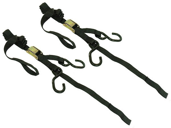TIE DOWNS BLACK  CLASSIC TIEDOWN WITH INTEGRATED SOFT HOOK. 4500LBS  RATED ASSEMBLY STRENGTH