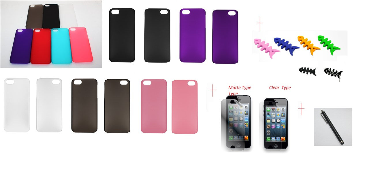 Matte PC Hard Case for iPhone 5 + SP + Stylus