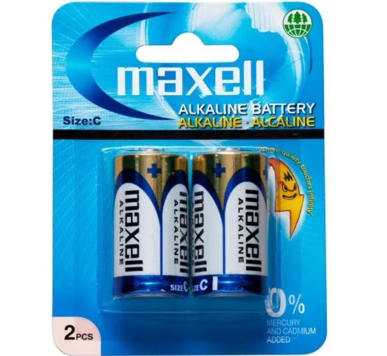 Maxell C Size Alkaline Batteries 2 Pack LR14GD-2B