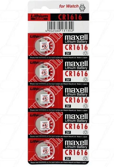 Maxell Lithium Battery CR1616 3V Coin Cell - 5 Pack MXCR1616
