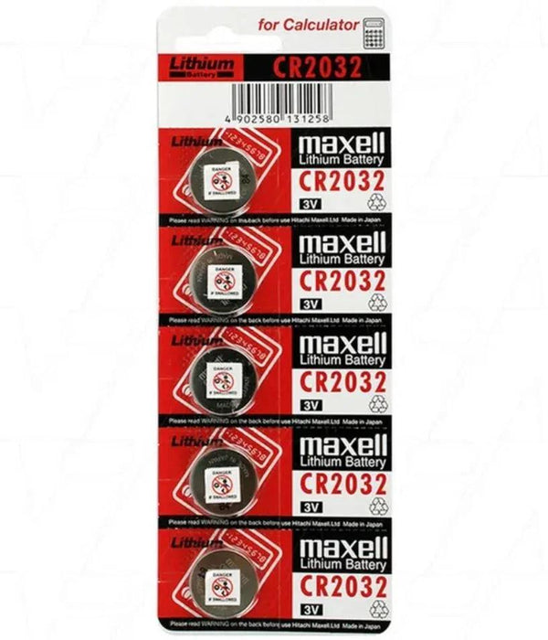 Maxell Lithium Battery CR2032 3V Coin Cell - 5 Pack - LX2001 - Homewares, Outdoor, Phone Accessories, Cases, Speakers, Headphones + More -