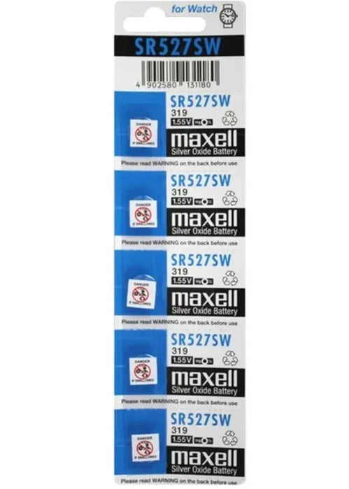 Maxell Silver Oxide SR527SW Watch Battery Button Cell - 5 Pack - LX2001 - Homewares, Outdoor, Phone Accessories, Cases, Speakers, Headphones + More -