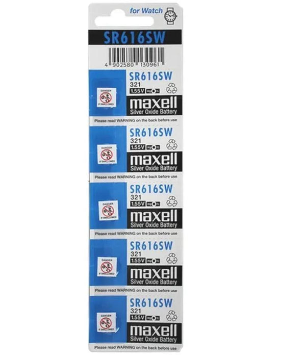 Maxell Silver Oxide SR616SW Watch Battery Button Cell - 5 Pack - LX2001 - Homewares, Outdoor, Phone Accessories, Cases, Speakers, Headphones + More -