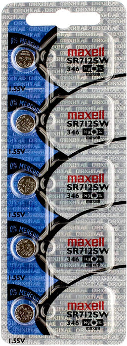 Maxell Silver Oxide SR712SW Watch Battery Button Cell - 5 Pack