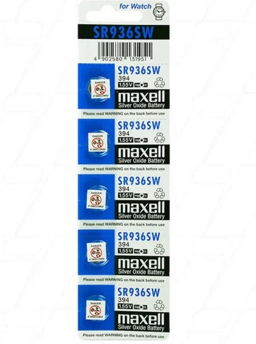 Maxell Silver Oxide SR936SW Watch Battery Button Cell - 5 Pack - LX2001 - Homewares, Outdoor, Phone Accessories, Cases, Speakers, Headphones + More -