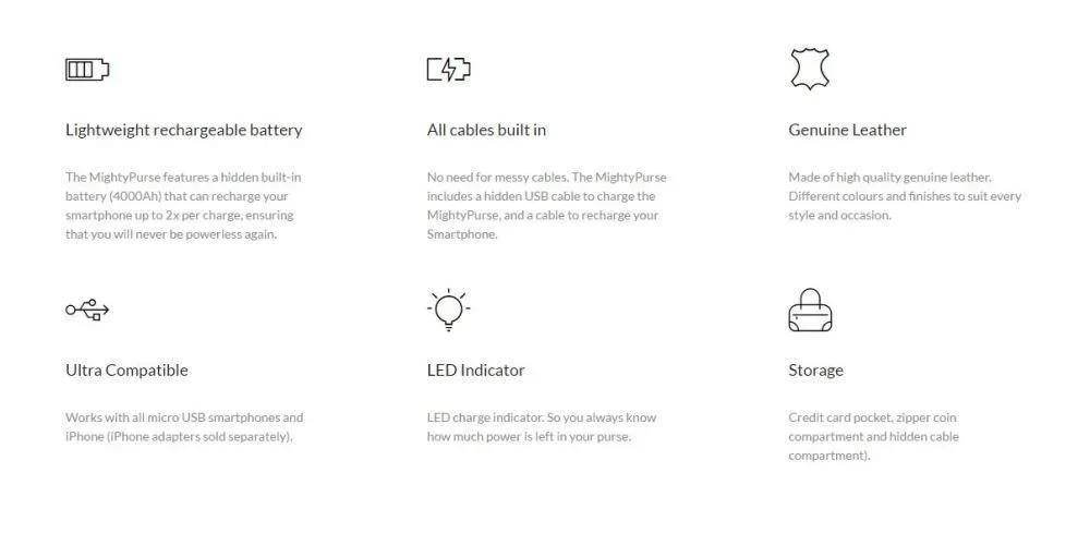 MightyPurse Large Leather Bag with 4000mAh Battery Pack - Powder Blue - LX2001 - Homewares, Outdoor, Phone Accessories, Cases, Speakers, Headphones + More -