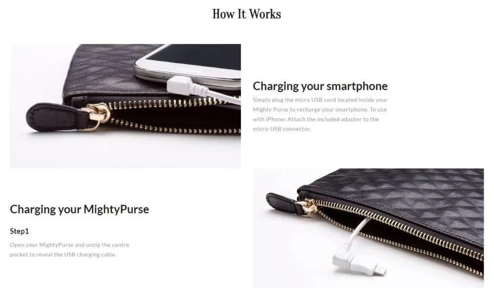 MightyPurse Large Leather Bag with 4000mAh Battery Pack - Powder Blue - LX2001 - Homewares, Outdoor, Phone Accessories, Cases, Speakers, Headphones + More -