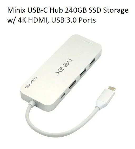 Minix USB-C Hub 240GB SSD Storage 4K HDMI Port + 2 x USB 3.0 Port - Silver NEO-S2SI - LX2001 - Homewares, Outdoor, Phone Accessories, Cases, Speakers, Headphones + More -