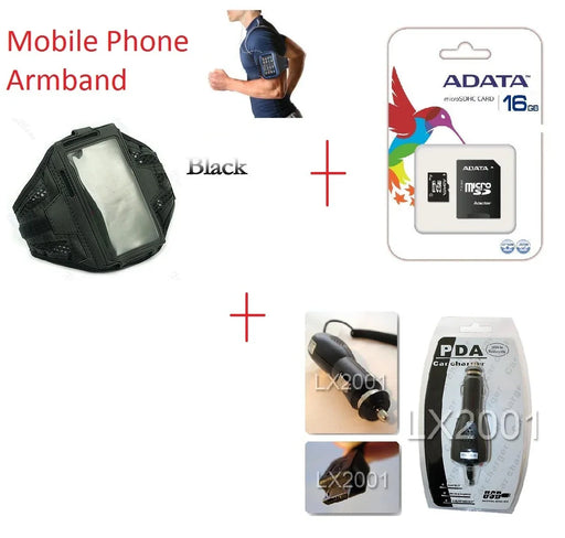 Sports Armband Case + 16GB MicroSD + Car Charger - LX2001 - Homewares, Outdoor, Phone Accessories, Cases, Speakers, Headphones + More -