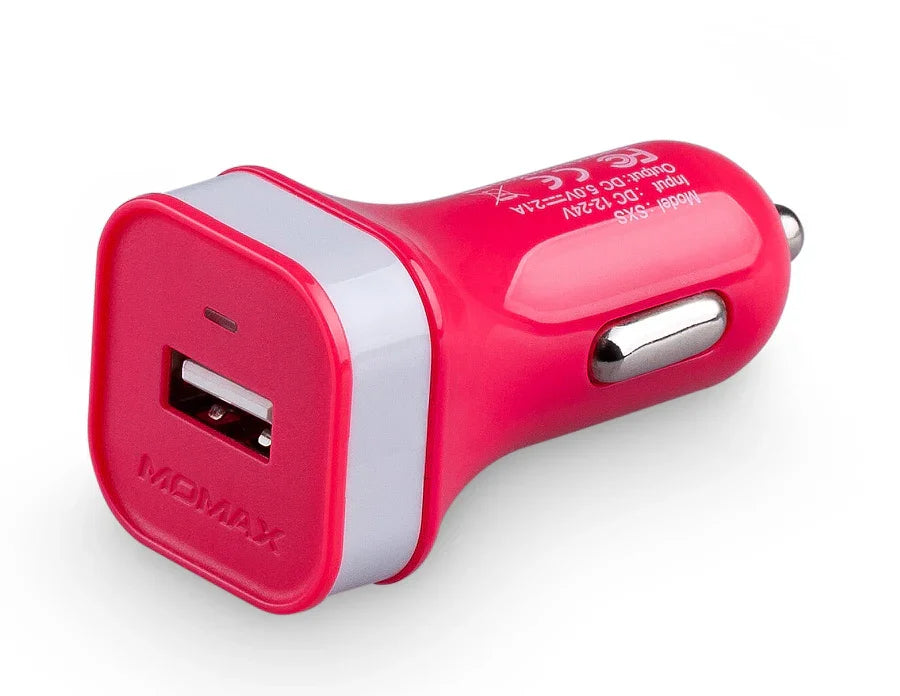 Momax XC USB 2.1A Car Charger - Pink SXSP - LX2001 - Homewares, Outdoor, Phone Accessories, Cases, Speakers, Headphones + More -