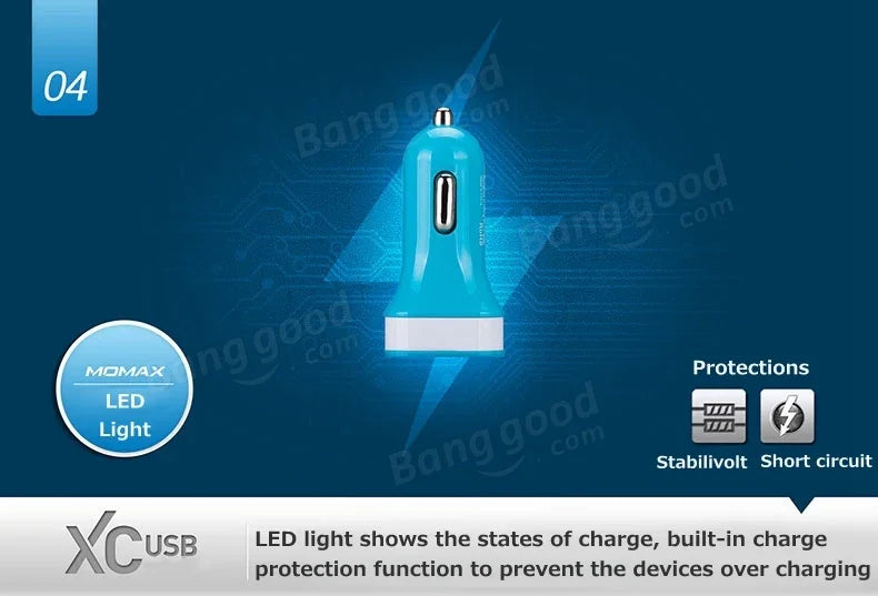 Momax XC USB 2.1A Car Charger - Yellow SXSY - LX2001 - Homewares, Outdoor, Phone Accessories, Cases, Speakers, Headphones + More -