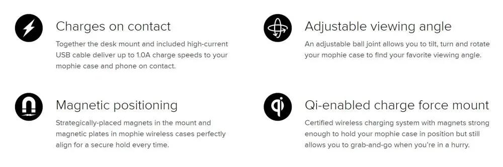 Mophie Wireless Charging Charge Force Desk Mount 3454_WRLS-DESK-BLK - LX2001 - Homewares, Outdoor, Phone Accessories, Cases, Speakers, Headphones + More -