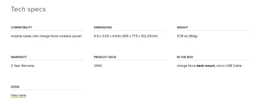 Mophie Wireless Charging Charge Force Desk Mount 3454_WRLS-DESK-BLK - LX2001 - Homewares, Outdoor, Phone Accessories, Cases, Speakers, Headphones + More -