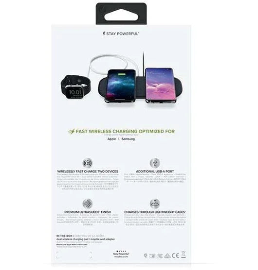 Mophie Dual Qi Wireless Charging Pad - Black AU 409903637 848467099874 - LX2001 - Homewares, Outdoor, Phone Accessories, Cases, Speakers, Headphones + More -
