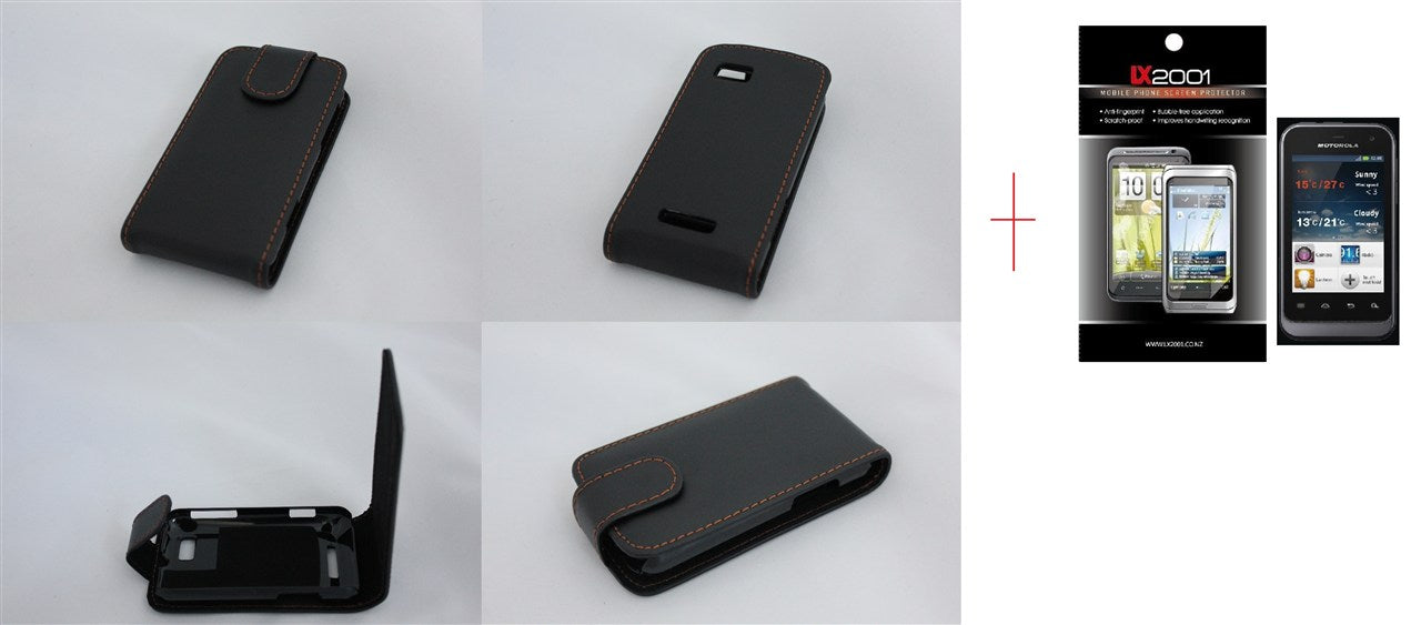 Motorola Defy Mini Leather Case + Screen Protector