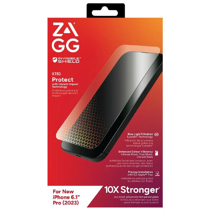 Zagg InvisibleShield XTR3 iPhone 15 Pro Glass Screen Protector Clear - LX2001 - Homewares, Outdoor, Phone Accessories, Cases, Speakers, Headphones + More -
